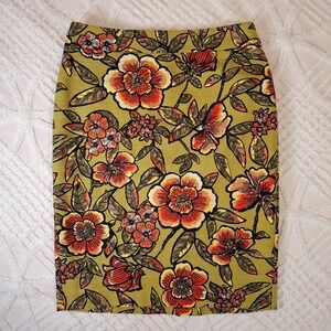 Ann Taylor Loft Women's Size 8 Tapestry Pencil Stretch Skirt‎ Green Floral Lined